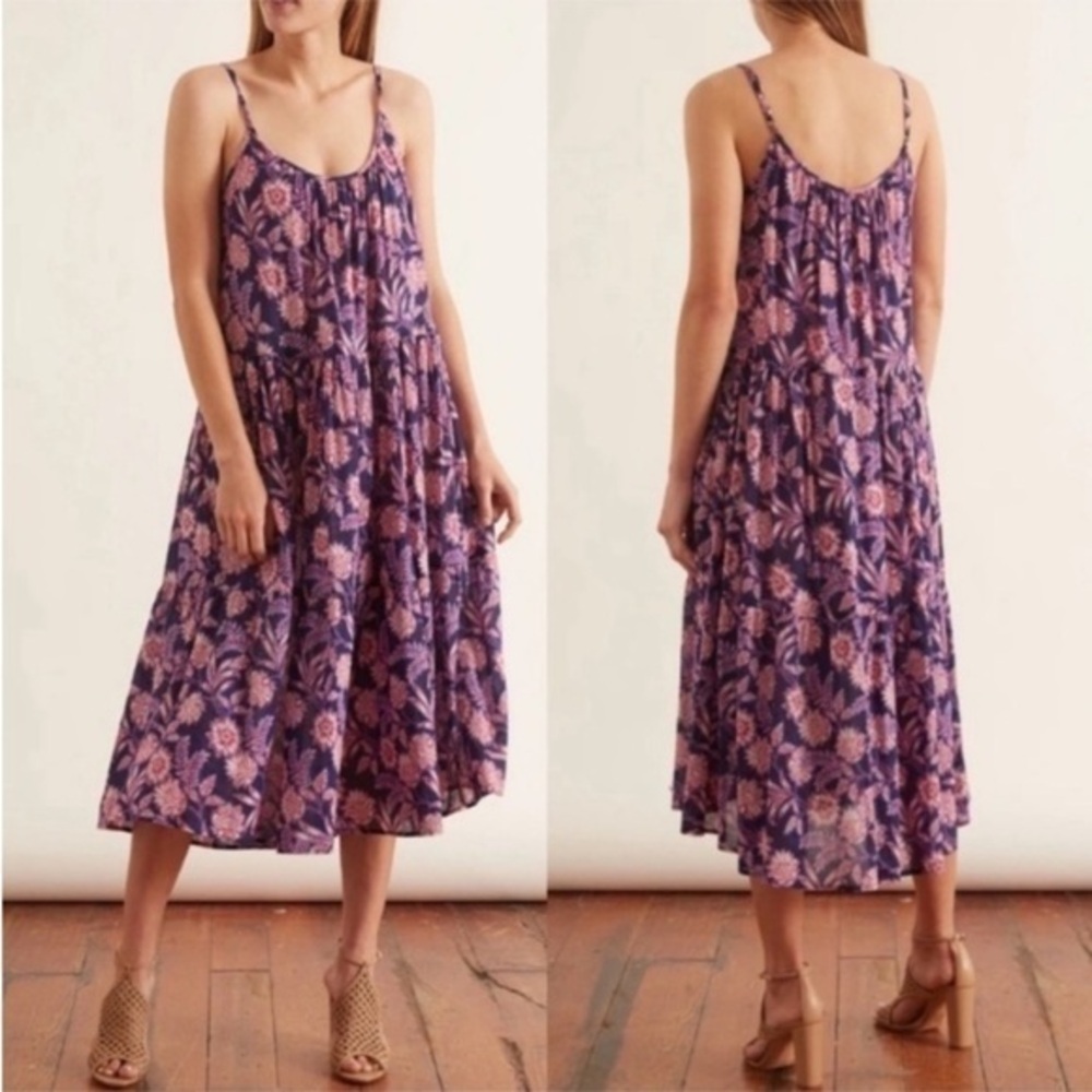 Xirena Dress Tierney Midi Navy Seas Purple Floral